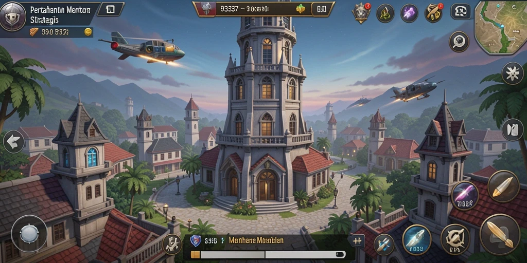 Tampilan gameplay menakjubkan dari 93337 dalam pertahanan menara.