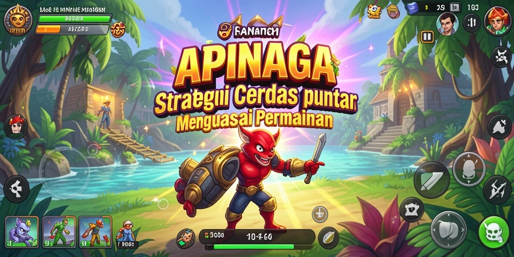 Tampilan gameplay APINAGA menampilkan pertarungan strategi yang mendebarkan.