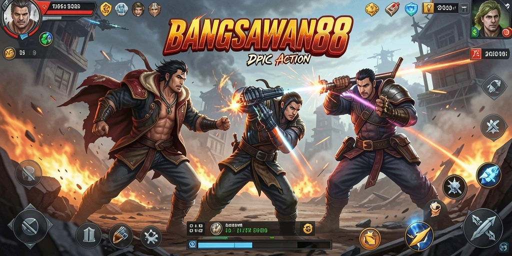 Tampilan aksi intens dari gameplay BANGSAWAN88 yang mendebarkan.