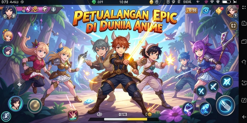 Tampilan gameplay D73 yang memukau dengan karakter Anime yang unik.