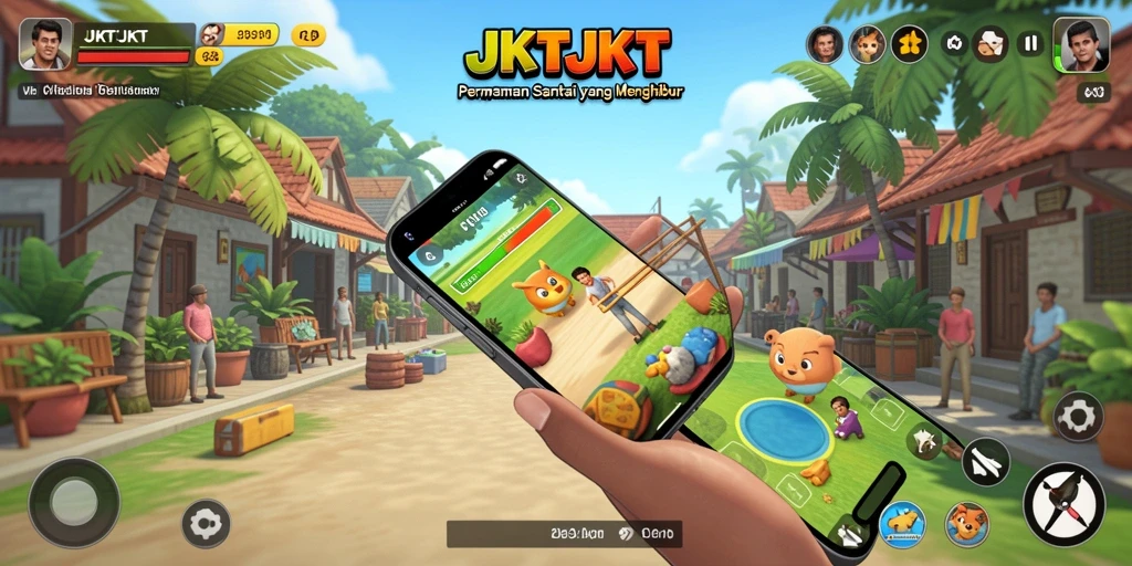 Tampilan gameplay JKTJKT yang menarik dan penuh warna.
