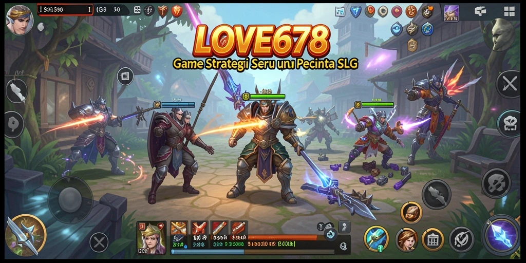 Screenshot utama LOVE678 menunjukkan pertarungan epik antara kerajaan dalam gameplay SLG.