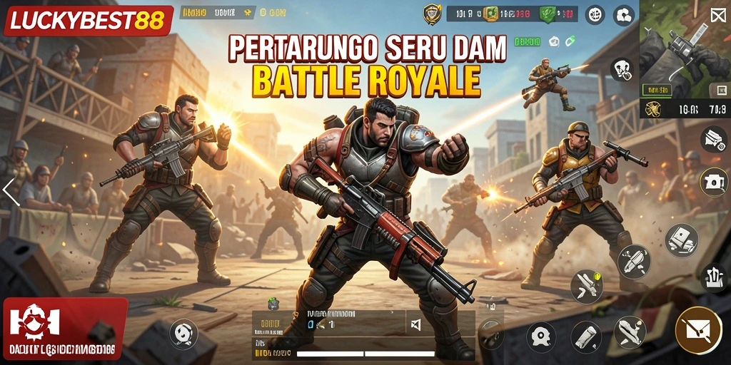 Gameplay seru LUCKYBEST88 dengan pertempuran intens di medan perang.