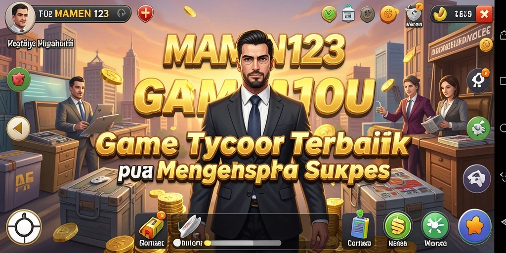 Tampilan gameplay MAMEN123 dengan berbagai elemen bisnis.