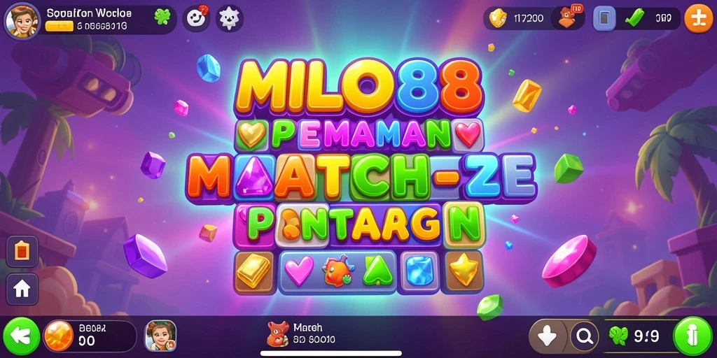 Tampilan menarik dari gameplay Match-3 di MILO88.