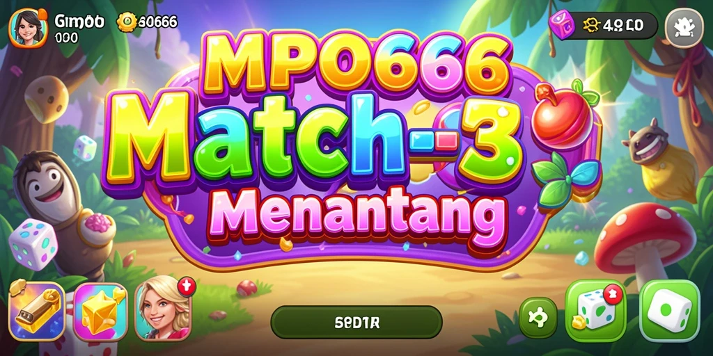 Tangkapan layar MPO666 menampilkan gameplay Match-3 yang penuh warna dan menyenangkan.