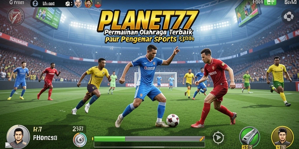 Tangkapan layar gameplay seru dari PLANET77 yang menggambarkan aksi olahraga.