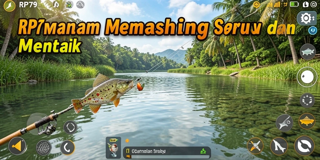 Screenshot gameplay RP79 menunjukkan keseruan memancing dengan grafik yang indah.