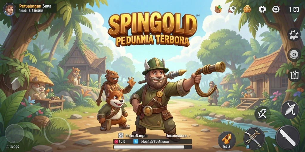 Screenshot SPINGOLD menampilkan petualangan seru dalam dunia terbuka.