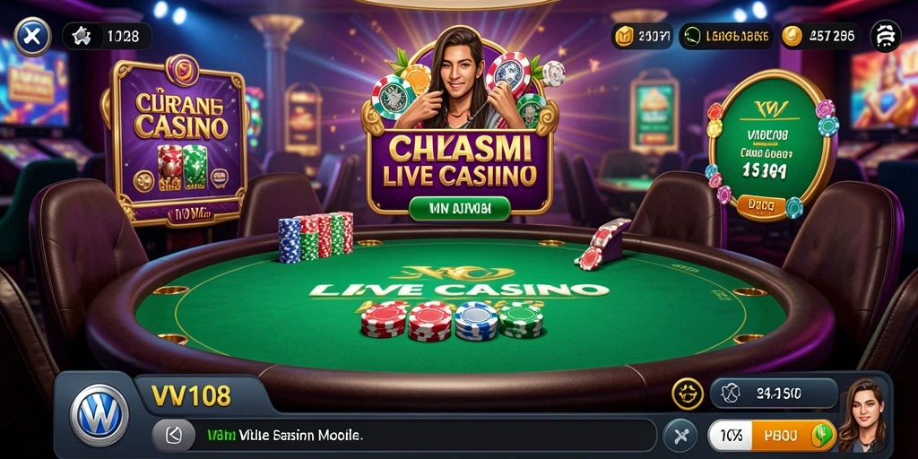 Screenshot utama VW108 menampilkan dealer profesional di Live Casino.